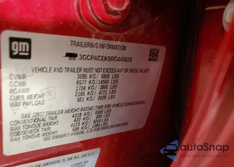 2024 Chevrolet Silverado C1500 Lt z USA, uszkodzony, nr VIN 3GCPACEK5RG440828